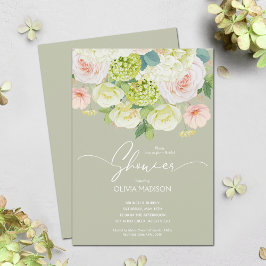 Convites Chá de panela Verde de Sage Floral de Aquarela