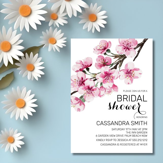 Convites Chá de panela verde do Flor de Cereja Rosa Sakura (Criador carregado)