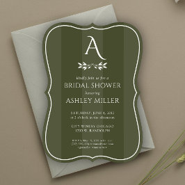 Convites Chá de panela verde esticado com monograma minimal