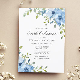Convites Chá de panela Verde Floral Azul Elegante