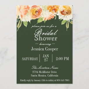 Convites Chá de panela Verde Floresta Floral de Aquarela