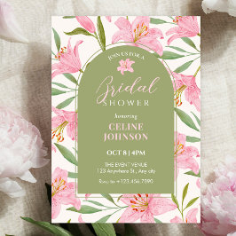 Convites Chá de panela verde-lírio-rosa-floral pastel