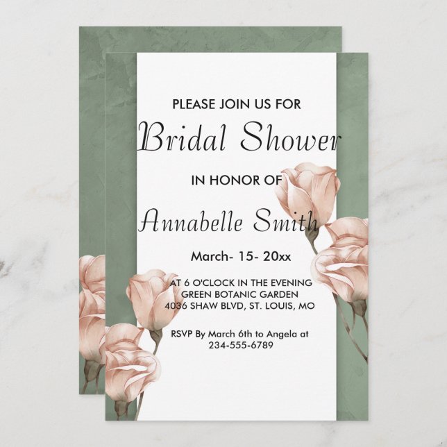 Convites chá de panela verde-moda (Frente/Verso)