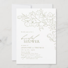 Convites Chá de panela verde para sábio floral desenhado à 