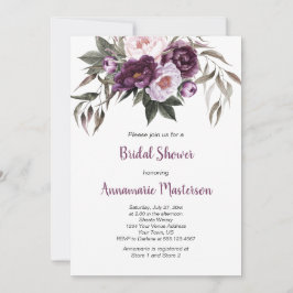 Convites Chá de panela verde Púrpura de Plum Rosa