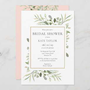 Convites Chá de panela Verde Rosa Espelhado Moderno Elegant