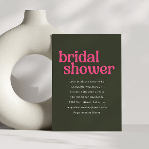 Convites Chá de panela Verde Rosa Simples