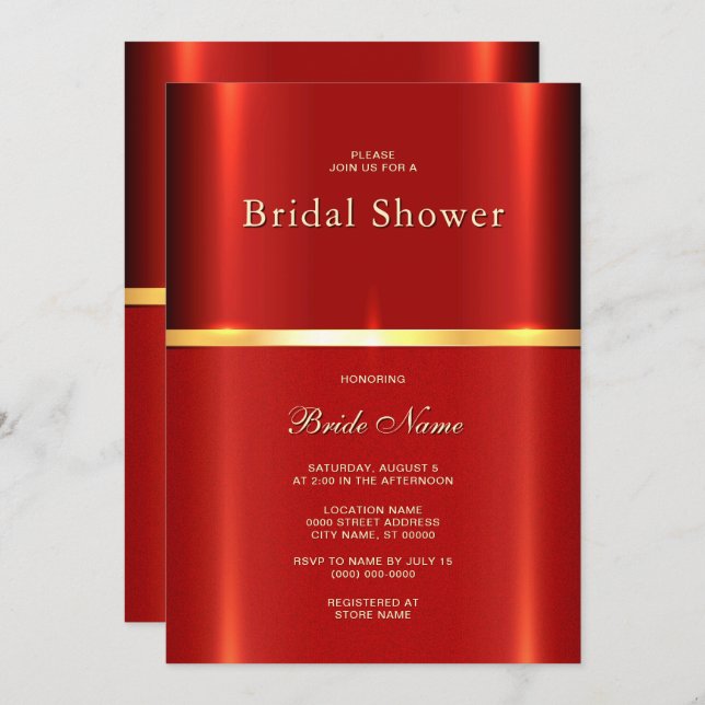 Convites Chá de panela vermelho simples (Frente/Verso)