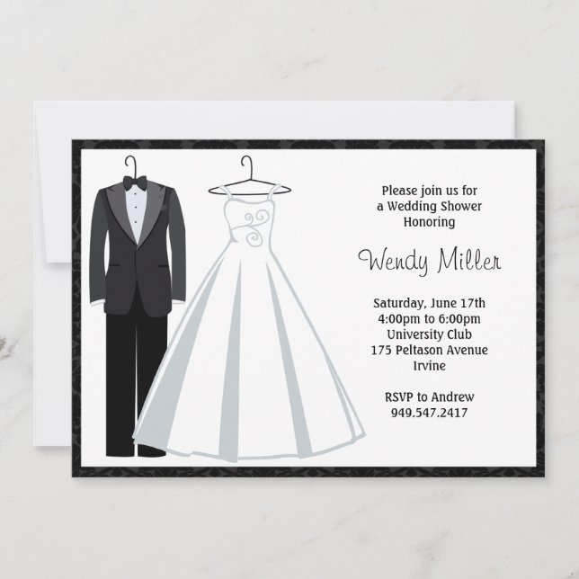 Convites Chá de panela - Vestido de casamento (Frente)