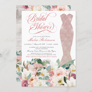 Convites Chá de panela Vestido Glam Glam, Cor-de-rosa