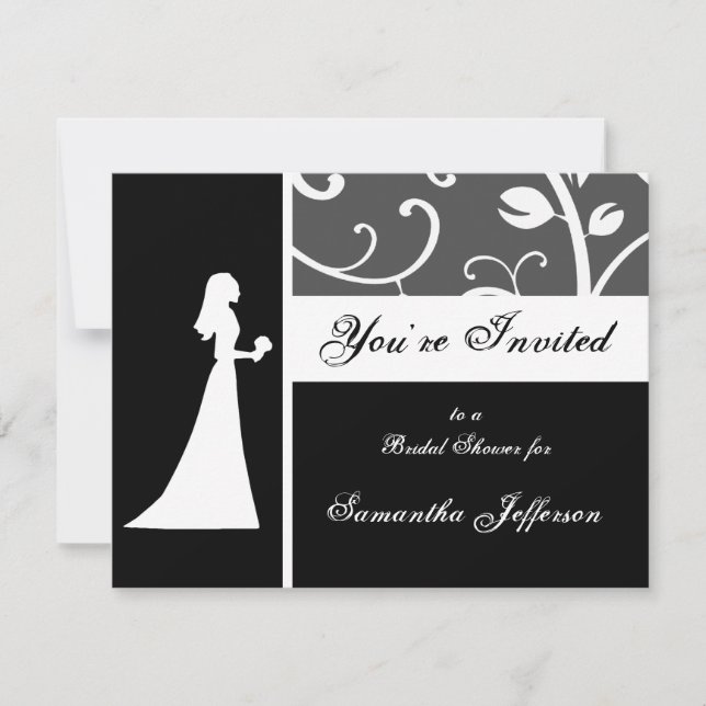 Convites Chá de panela, videiras preto e branco (Frente)