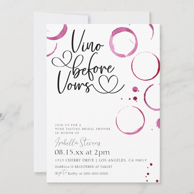 Convites Chá de panela Vino Before Vows (Frente)