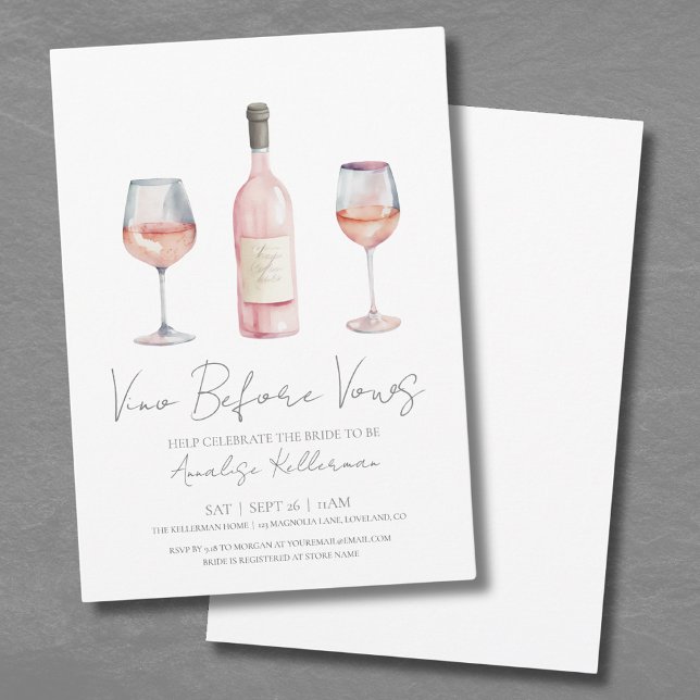 Convites Chá de panela Vino Before Vows (Vino Before Vows Bridal Shower Invitation )