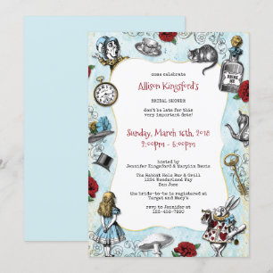 Convites Chá de panela Vintage Alice no País das Maravilh