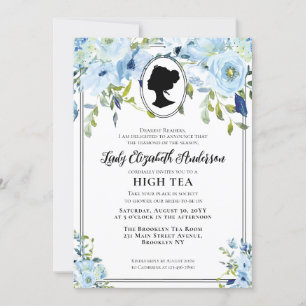 Convites Chá de panela Vintage Blue Florals High Tea