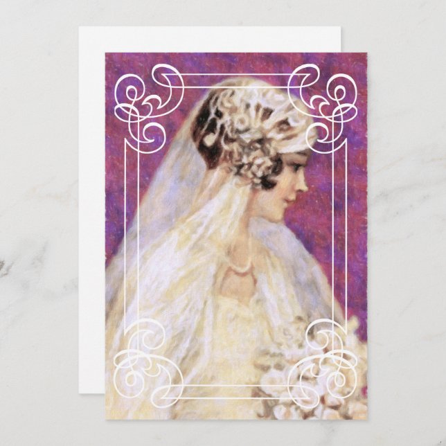 Convites Chá de panela Vintage Brid w/Frame (Frente/Verso)