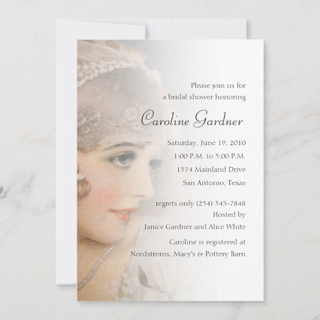 Convites Chá de panela Vintage Bride (Frente)