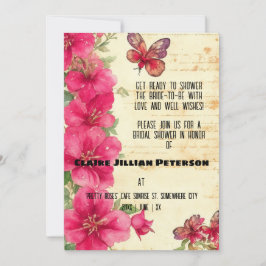 Convites Chá de panela Vintage Ephemera Red Gladiolus