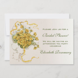 Convites Chá de panela Vintage Floral Amarelo Flor