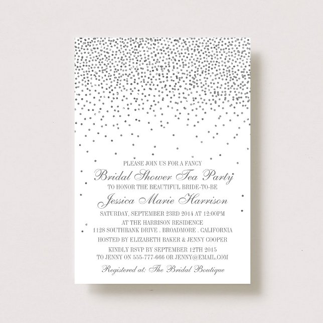 Convites Chá de panela Vintage Glam Silver Confetti (Criador carregado)