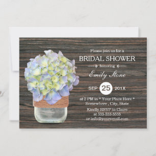 Convites Chá de panela Vintage Hydrangea Floral Mason Jar