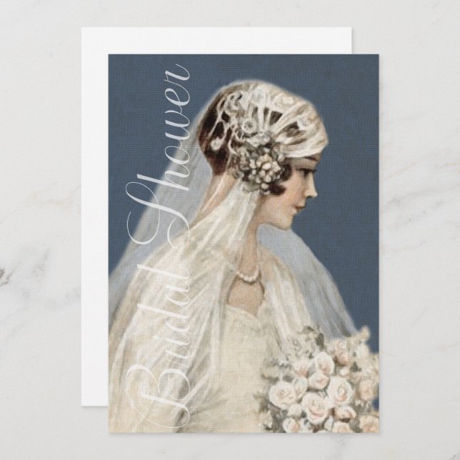 Convites Chá de panela Vintage Marinho azul (Frente/Verso)