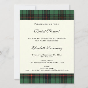 Convites Chá de panela Vintage, Padrão Tartan Davidson