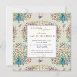 Convites Chá de panela Vintage Peacock