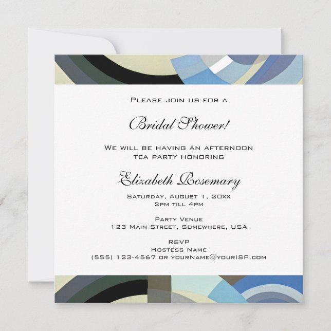 Convites Chá de panela Vintage, Retro Art Deco Jazz (Frente)