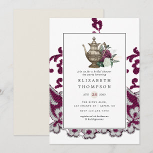 Convites Chá de panela Vintage Shabby-Chic Tea Party