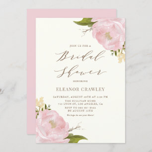 Convites Chá de panela Vintage Watercolor Pink Peonies