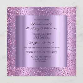 Convites Chá de panela Violet Confetti Rosa Aniversário 16