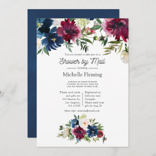 Convites Chá de panela Virtual Bordo e Marinho Watercolor