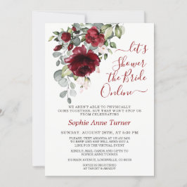 Convites Chá de panela Virtual Charm Burgundy Blush Flowers