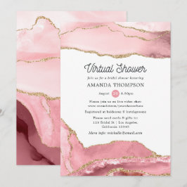 Convites Chá de panela virtual de agitação Dourada e Blush