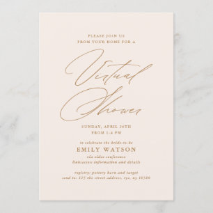 Convites Chá de panela virtual de caligrafia moderna Doura