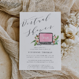 Convites Chá de panela Virtual de Laptop Floral