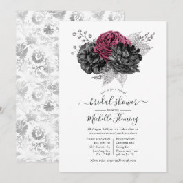 Convites Chá de panela virtual de Marsala, preto e prata