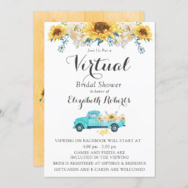 Convites Chá de panela Virtual de Truque de Sunflower Teal 