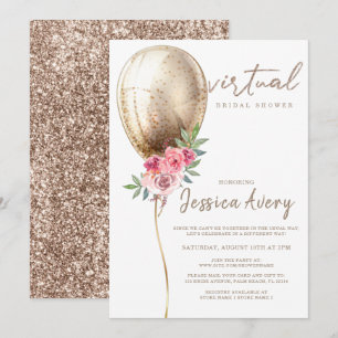 Convites Chá de panela virtual Luxury Beige Balloon Glitte