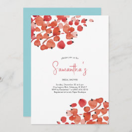 Convites Chá de panela Watercolor Red Berries Feriado