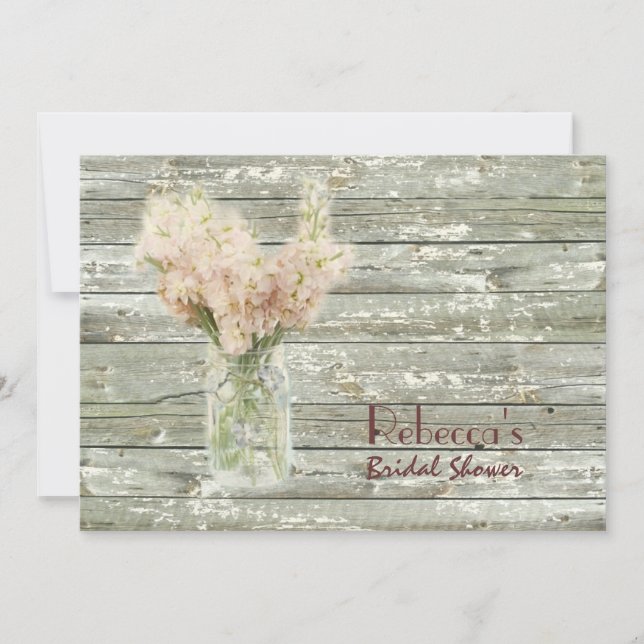 Convites chá de panela wedding de madeira do frasco de (Frente)