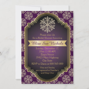 Convites Chá de panela wedding do floco de neve Dourado e