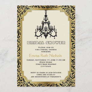 Convites Chá de panela wedding do ouro do candelabro do ar