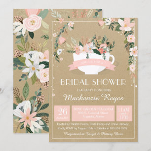 Convites Chá de panela Whimsical Floral Teacup