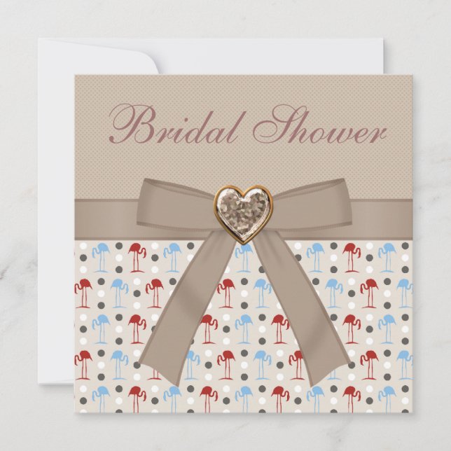 Convites Chá de panela Whimsical Wonderland Flamingos (Frente)