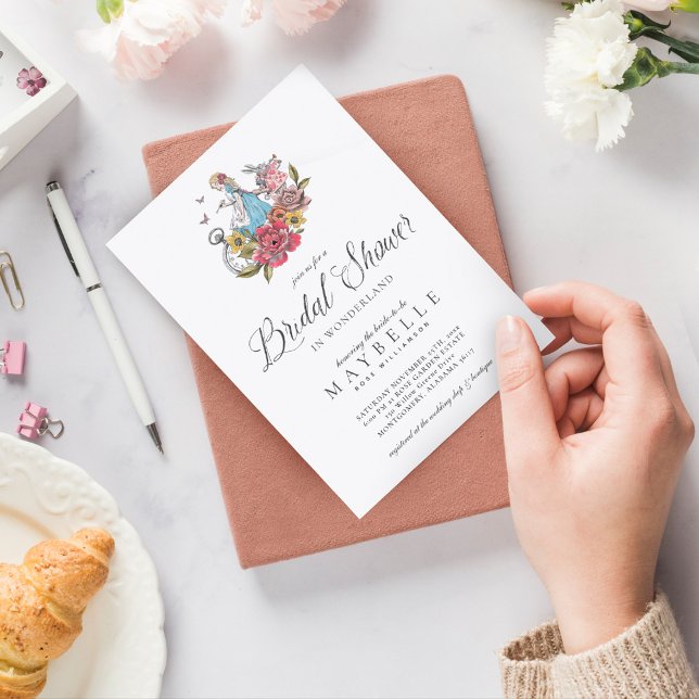 Convites Chá de panela Wonderland Vintage Alice Wonderland (Criador carregado)