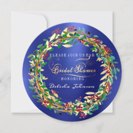 Convites Chá de panela Woodland Cobalt Floral Verde Dourado