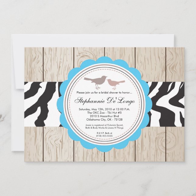 Convites chá de panela Zebra Bird 5x7 (Frente)