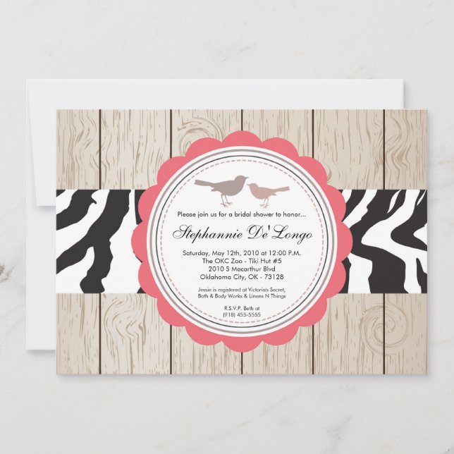 Convites chá de panela Zebra Bird 5x7 (Frente)